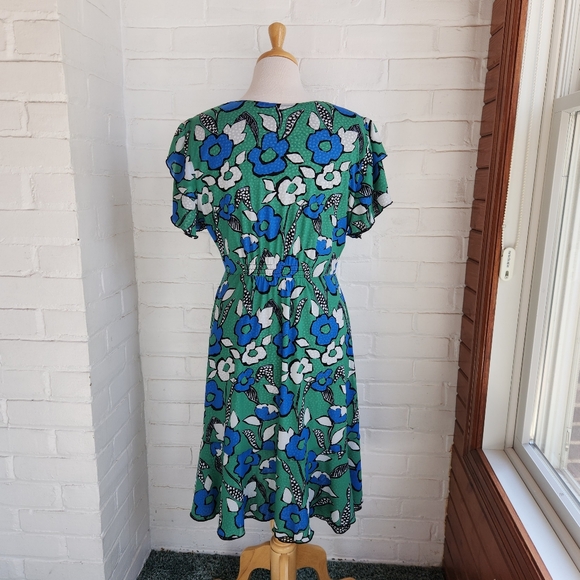 Cabi Celebrate Reversible Dress 6148 Floral Dot Green Blue Black Mesh Sz M - Picture 5 of 8